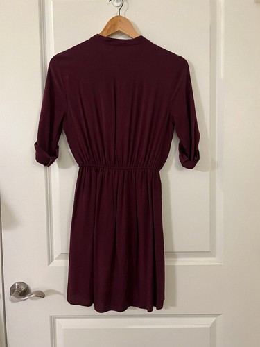 Bebop Casual Burgundy Dress, Elastic Cinched Waist, Half Sleeve, - photo 3