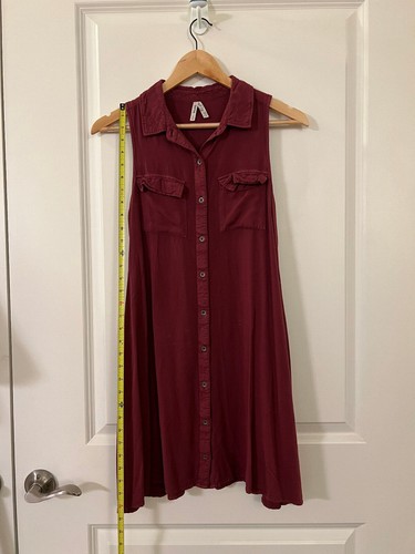Mudd Casual Burgundy Sleeveless Button Down Dress - Size S - photo 3