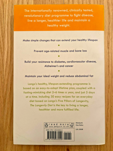 The Longevity Diet by Dr. Valter Longo, PhD (Paperback) - photo 2
