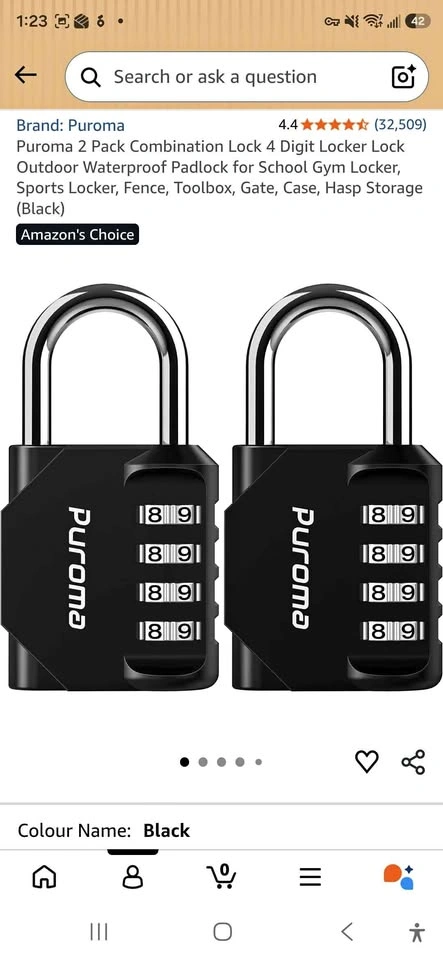 Puroma 2 Pack Combination Lock 4 Digit