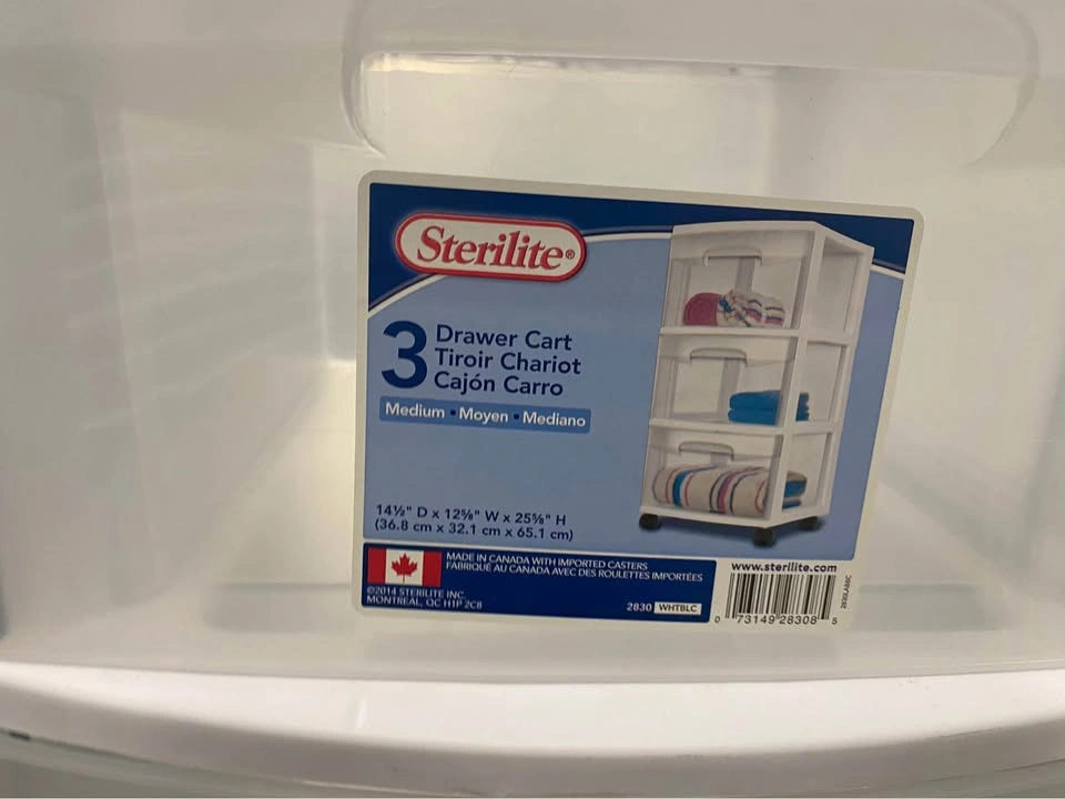 Sterilite 3-Drawer Storage Cart – White – Excellent Condition - photo 3