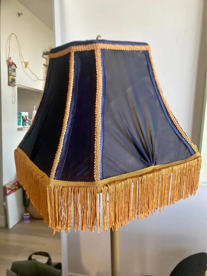 Handmade navy/gold vintage style lampshade