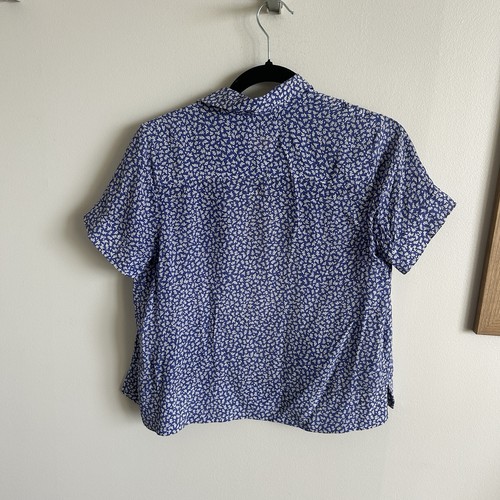 Everlane Floral Silk Blue and White Top - photo 4