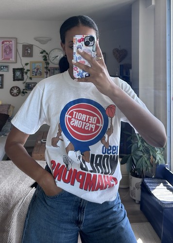 VTG Detroit Pistons Shirt Large NBA Caricature 1990 - photo 2