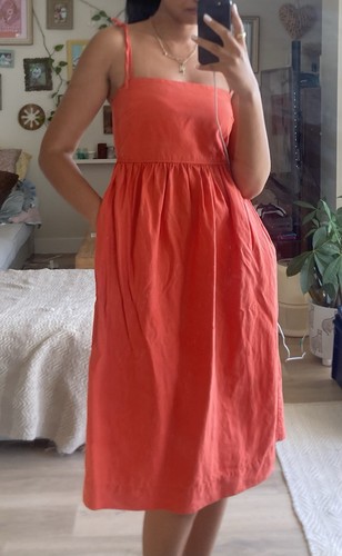 Uniqlo Orange/Red Dress Linen-Blend Camisole Dress