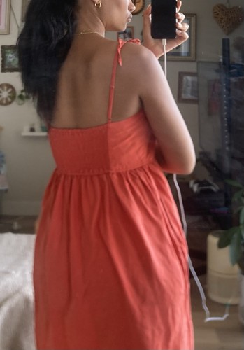 Uniqlo Orange/Red Dress Linen-Blend Camisole Dress - photo 2