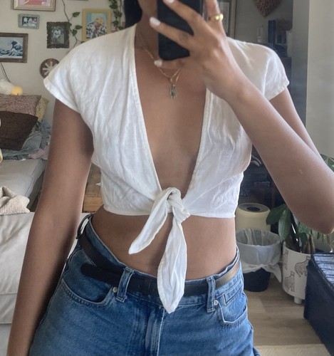 Love and Confuse Linen Front Tie Top