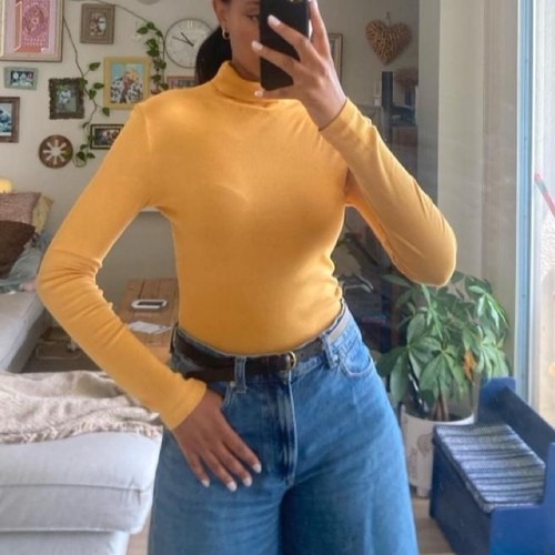 KOTN Yellow Turtleneck Top