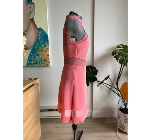 Topshop Pink Skater Flare Mesh Panel Dress Size US 6 - photo 3