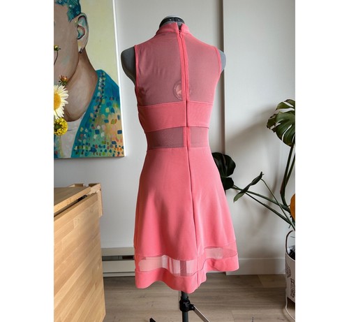 Topshop Pink Skater Flare Mesh Panel Dress Size US 6 - photo 4