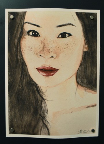 Lucy Liu Watercolour Beautiful Asian Portrait ART PRINT - photo 3