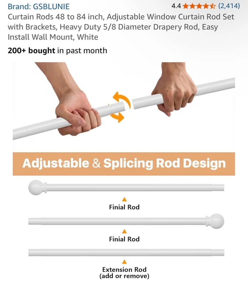 White Curtain Rod - photo 4