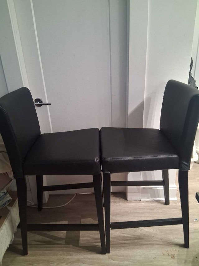 2 Leather Bar-Height Stools