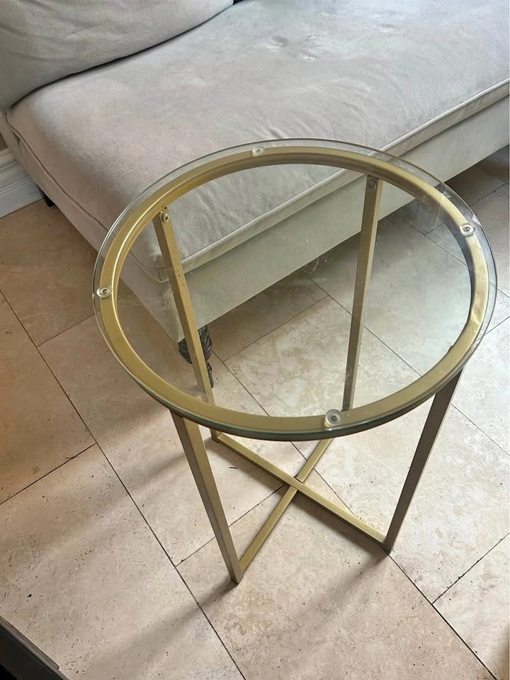 Gold and glass side tables - set of two