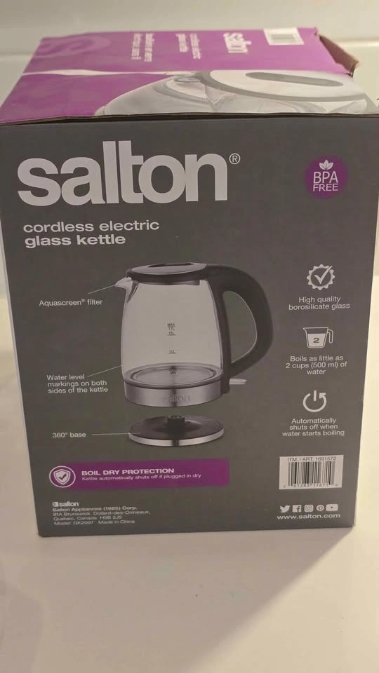 Salton Cordless Electric Glass Kettle