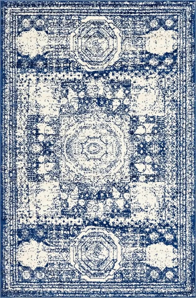 Navy & Cream Rug 6’ by 9’