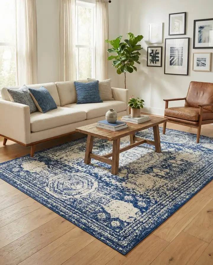 Navy & Cream Rug 6’ by 9’ - photo 2