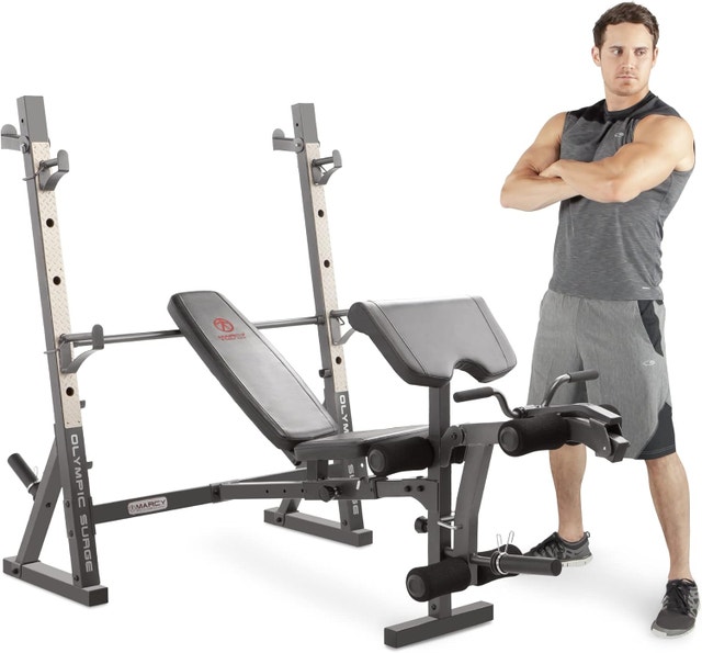 Marcy Olympic Weight Bench Full-Body Workout Set With Plates