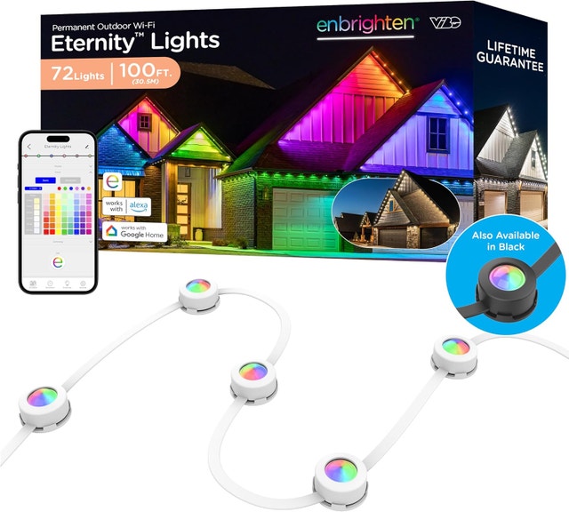Enbrighten WiFi VIBE Color-Changing Outdoor Lights 72 Ct, 100Ft