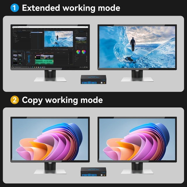 8K HDMI KVM Switch 2 Monitors 2 Computers 8K@60Hz 4K@120Hz - photo 5