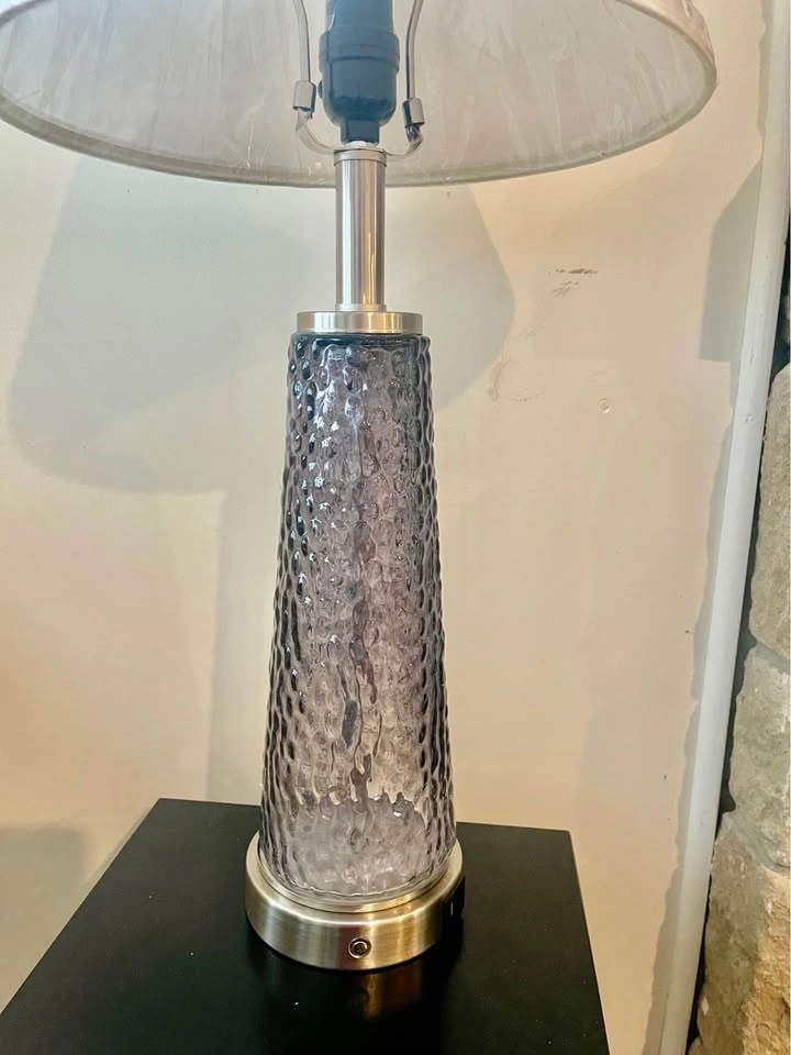 Glass Lamp 26" Modern Table Lamps with USB & AC Outlet - photo 2