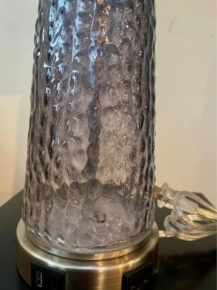 Glass Lamp 26" Modern Table Lamps with USB & AC Outlet - photo 5