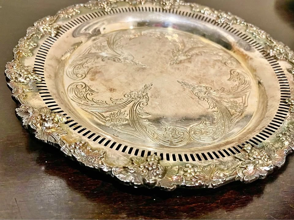 Old English Reproduction E P on Copper tray Grapes design