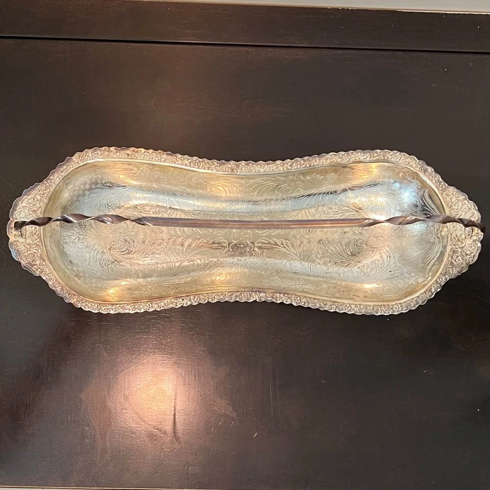 England Mayell Silver-plated Tray with Twisted Handle - photo 2