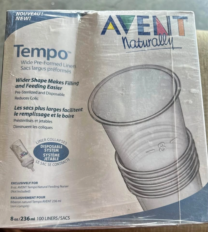 AVENT Tempo Wide Pre-Formed Bottle Liners – 8 oz (100 Count)
