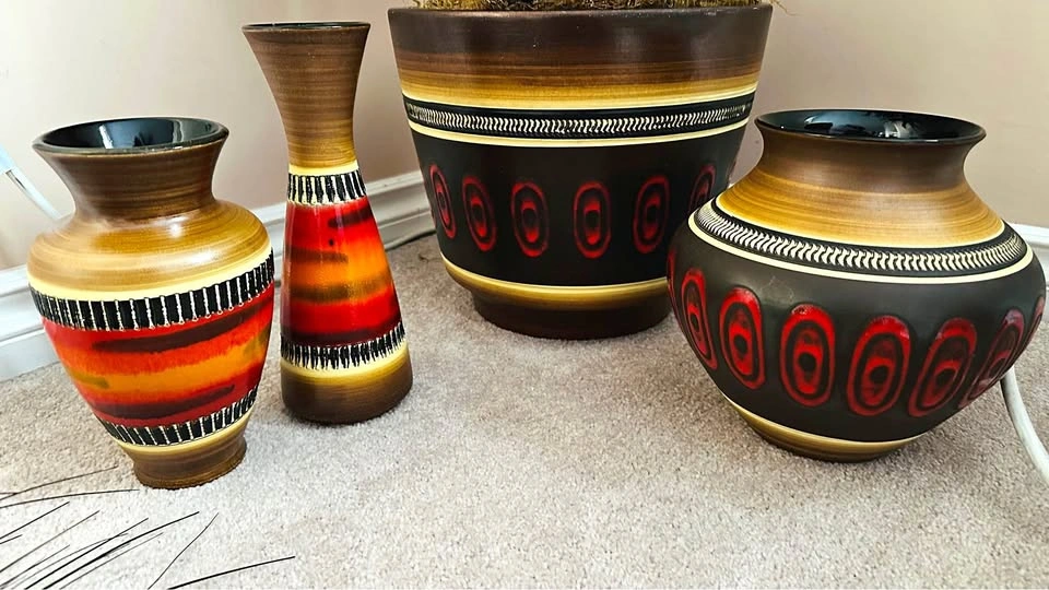 Vintage West German Art Pottery Collection (4-Piece Set)