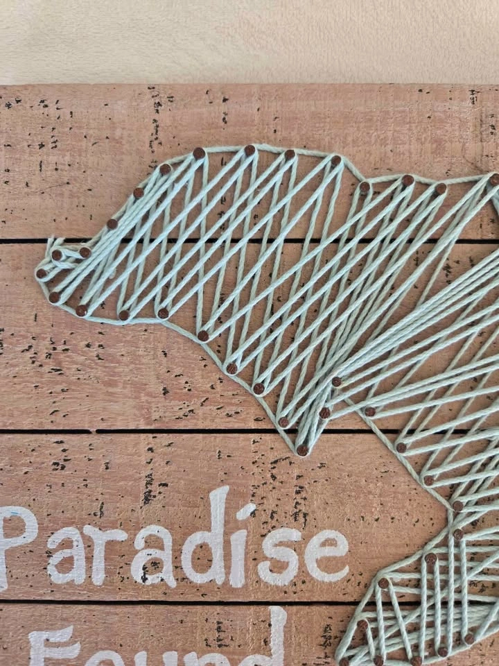 String Art Dolphin Plaque on Wood. 8x8. Great condition! - photo 4