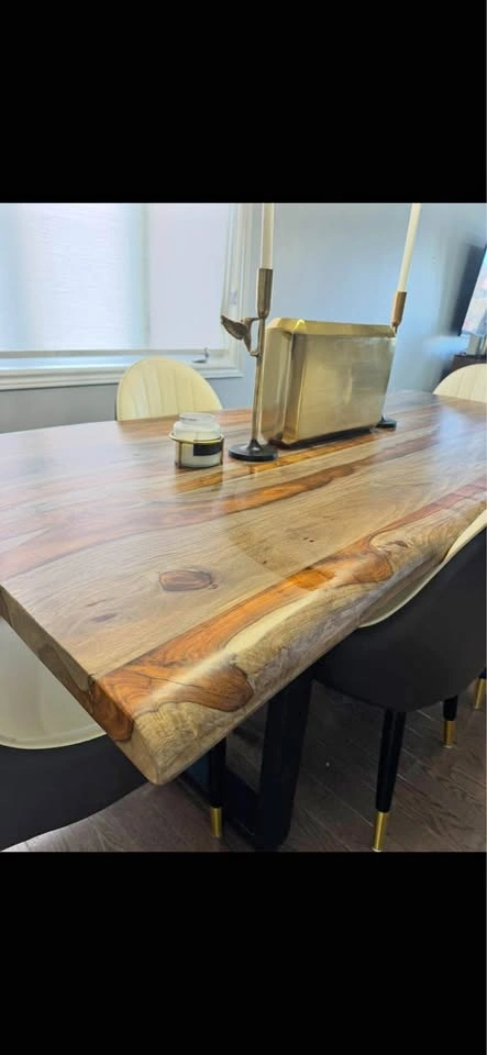Corcoran Solid Acacia Wood Dining Table – Modern Live Edge