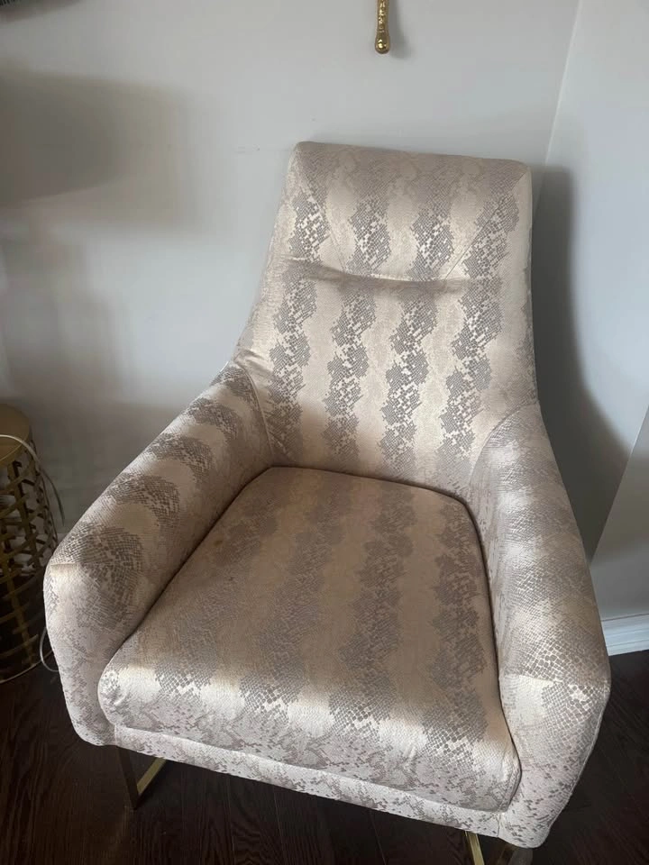Pair of Snakeskin Pattern Accent Chairs with Gold Legs