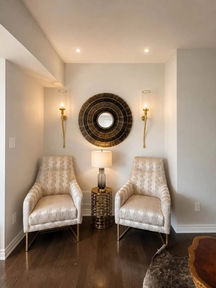Pair of Snakeskin Pattern Accent Chairs with Gold Legs - photo 2