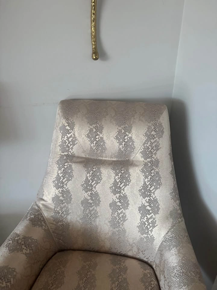 Pair of Snakeskin Pattern Accent Chairs with Gold Legs - photo 3