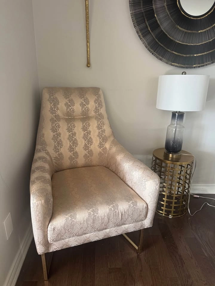 Pair of Snakeskin Pattern Accent Chairs with Gold Legs - photo 4