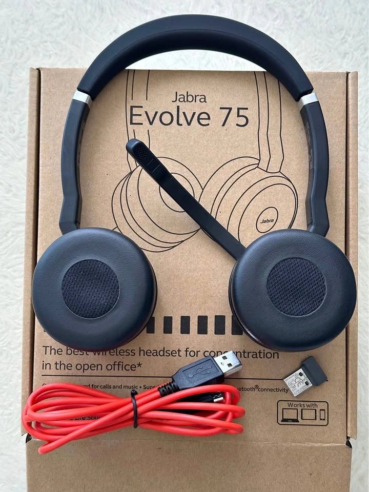 Jabra Evolve 75 Noise-Cancelling Bluetooth Headset
