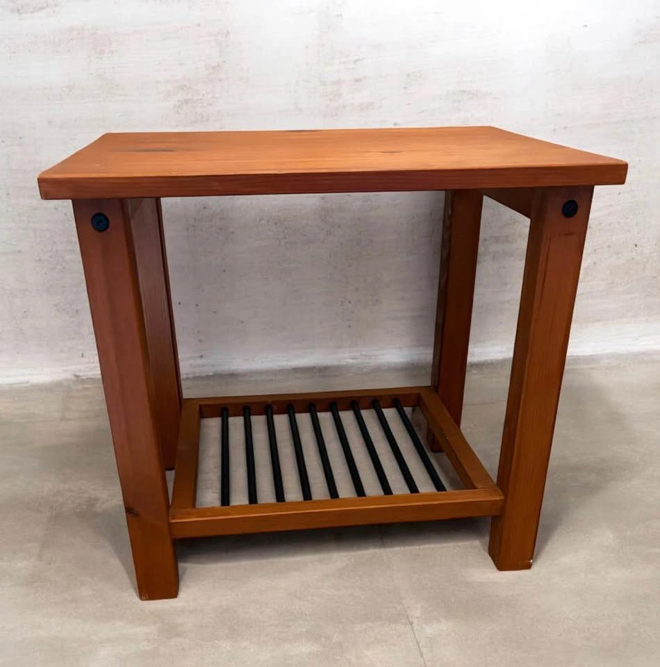 Wooden End Table with Slatted Shelf - photo 2