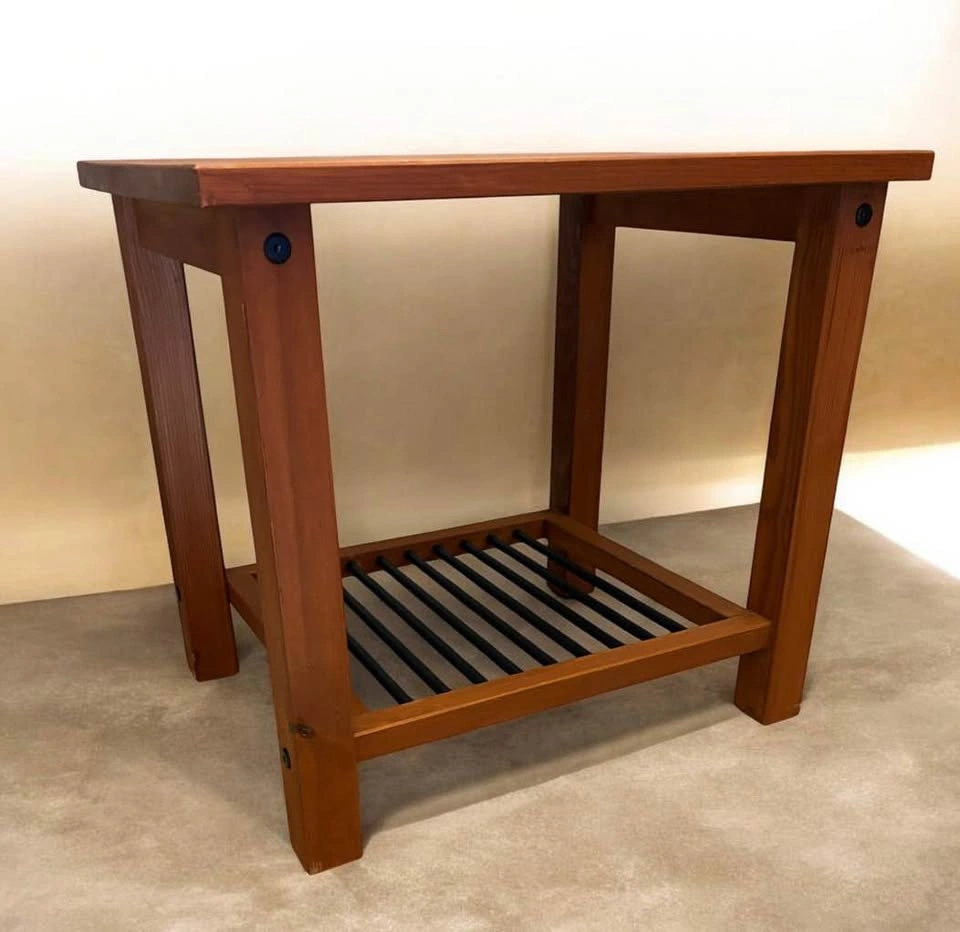Wooden End Table with Slatted Shelf - photo 5