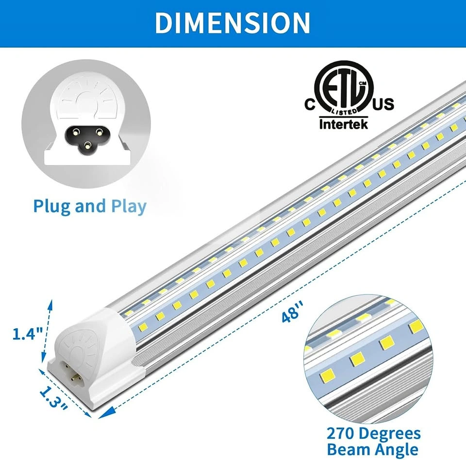 CNSUNWAY 4ft LED Shop Lights 6-Pack – 5500 Lumens, 40W