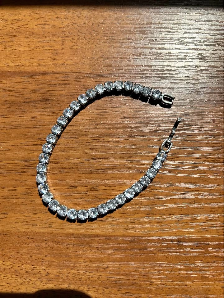 Silver-Tone Round-Cut Tennis Bracelet
