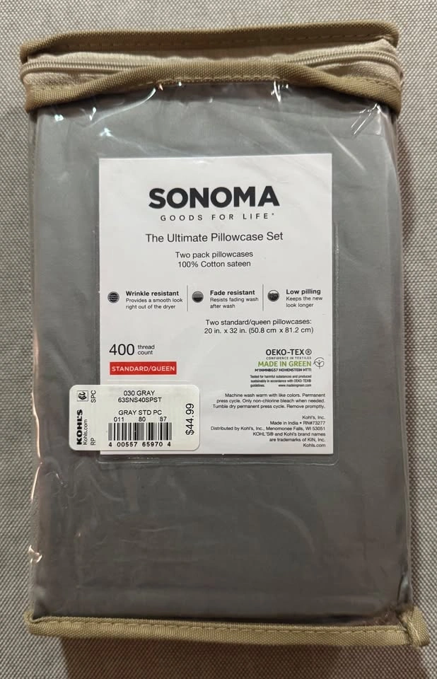 Sonoma Ultimate Pillowcase Set - Standard / Queen Size - Gray - photo 2