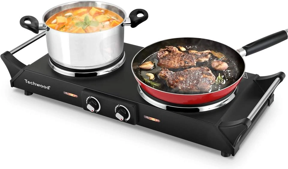 Techwood Hot Plate Electric Double Burner Portable Burner, 1800W