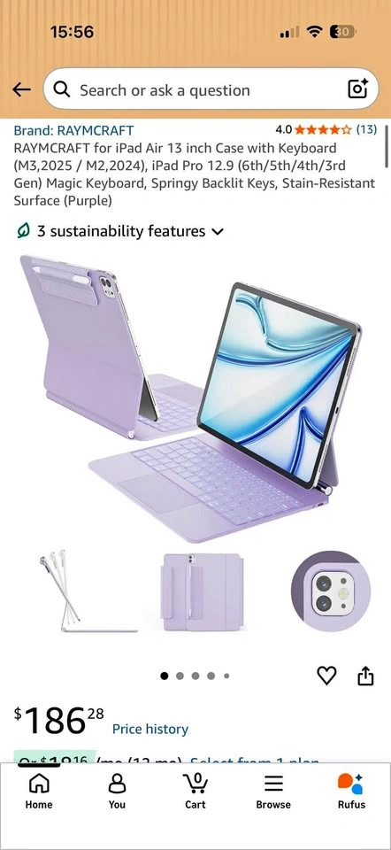 RAYMCRAFT Wireless Keyboard Case for iPad Air 13 & Pro 12.9
