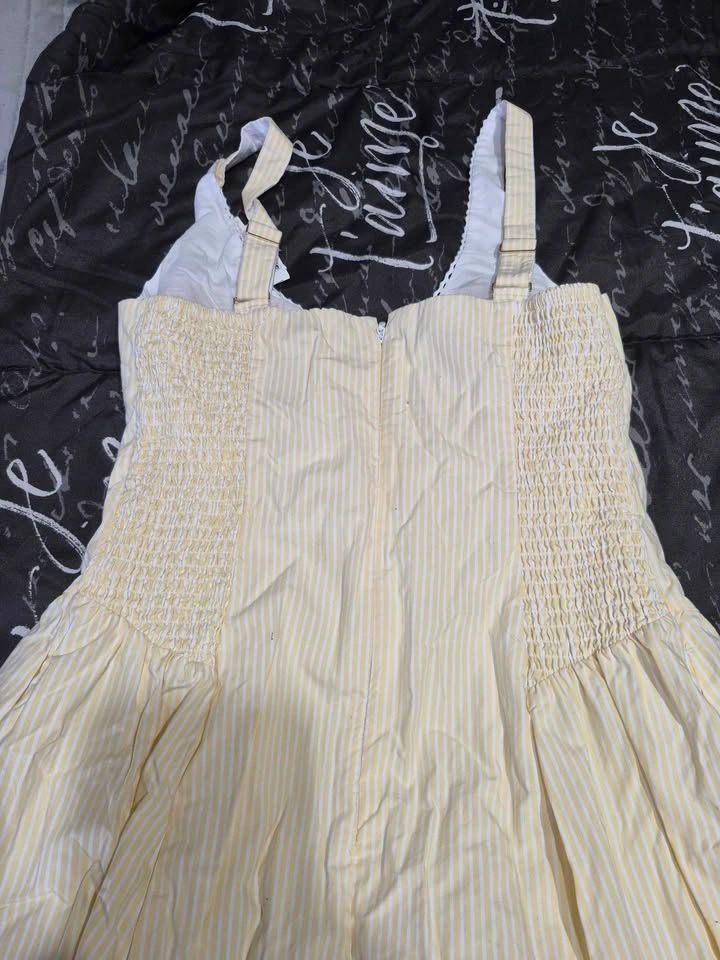 Abercrombie & Fitch Yellow Striped Maxi Dress - Size Large - photo 4