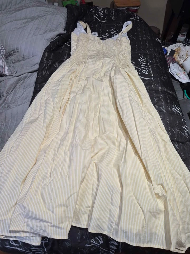 Abercrombie & Fitch Yellow Striped Maxi Dress - Size Large - photo 5