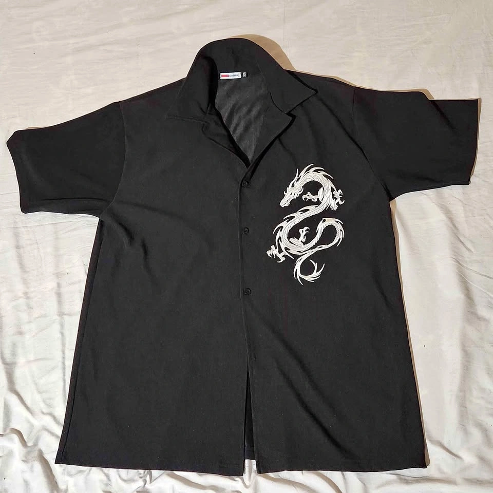 Vintage 80s/90s NX Clothing Embroidered Dragon Button-Up