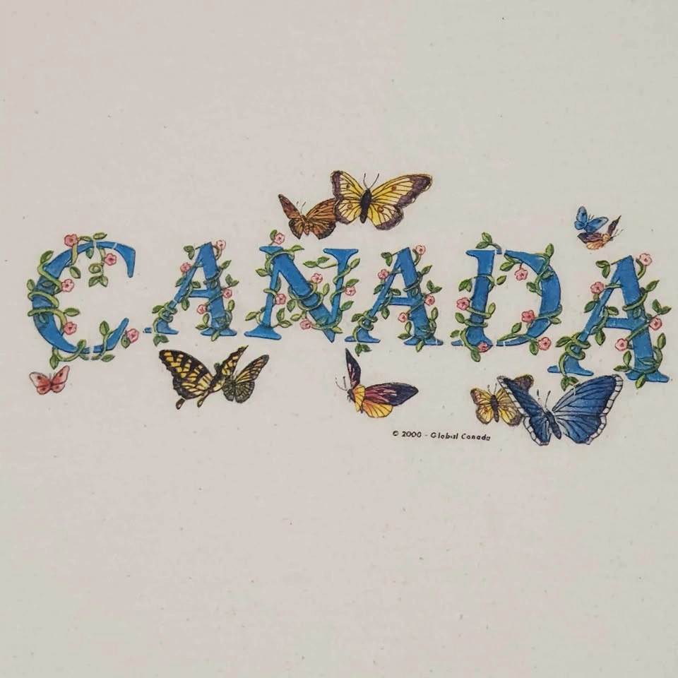 Vintage 2000 Canada Butterfly Graphic T-Shirt Y2K Gildan Size L - photo 2
