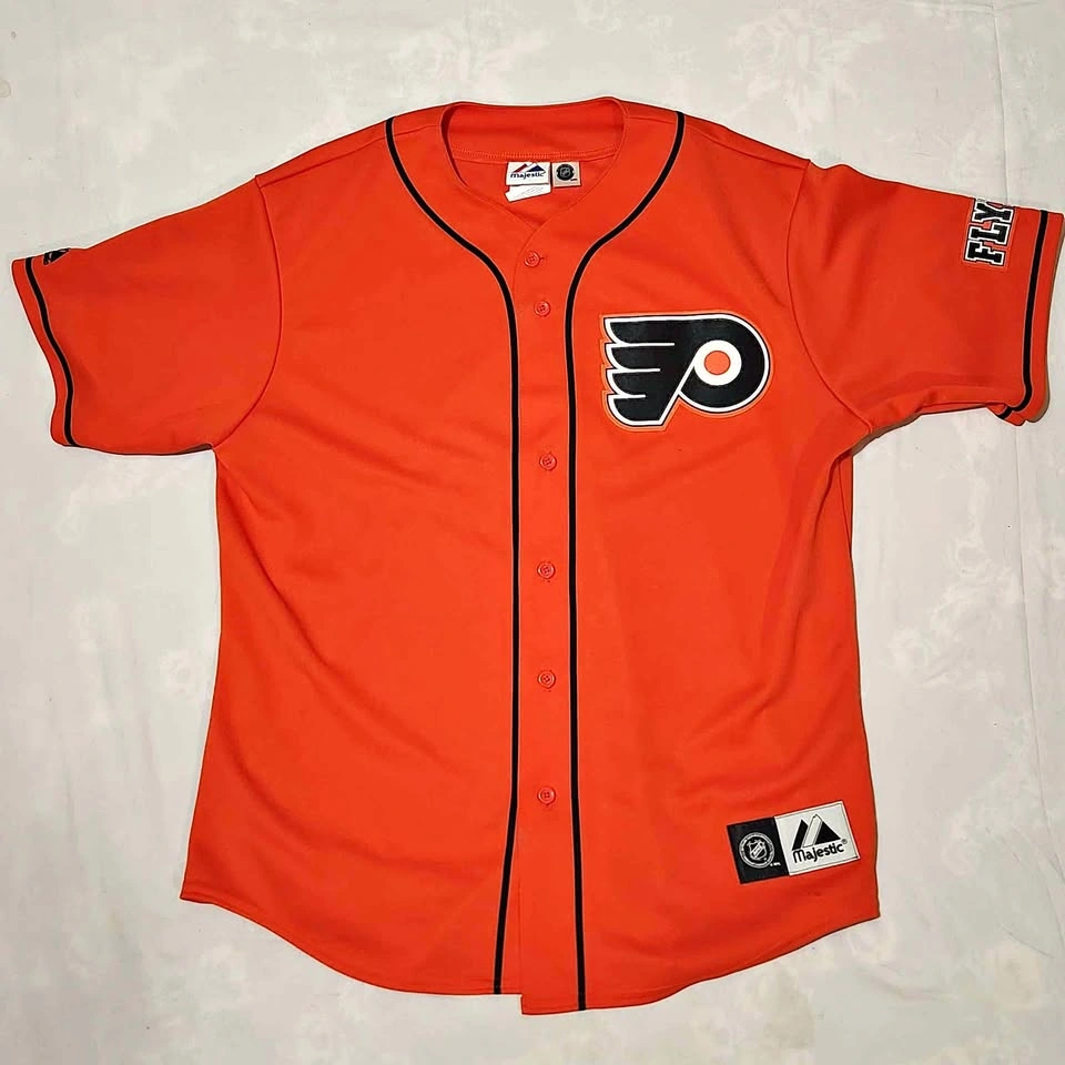 Majestic NHL Philadelphia Flyers Baseball Jersey Crossover