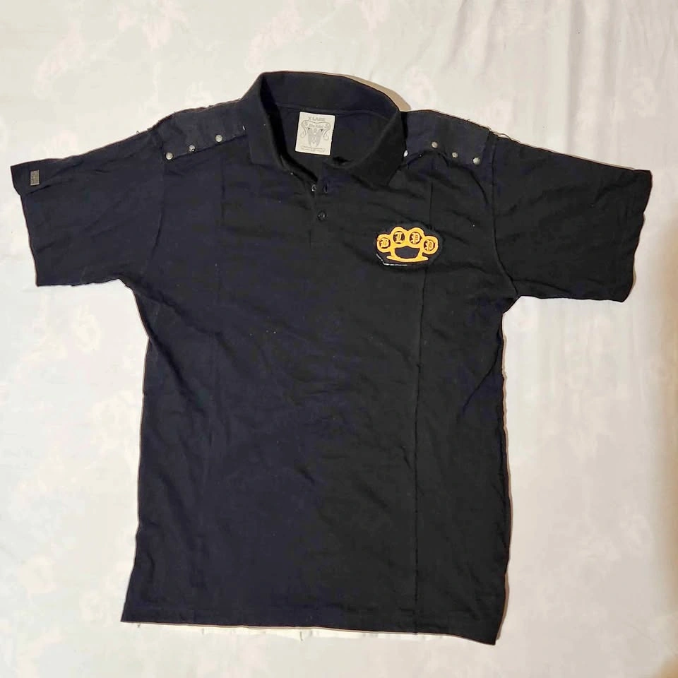 Y2K Blac Label Premium Graphic Polo Shirt - Black & Gold - Size